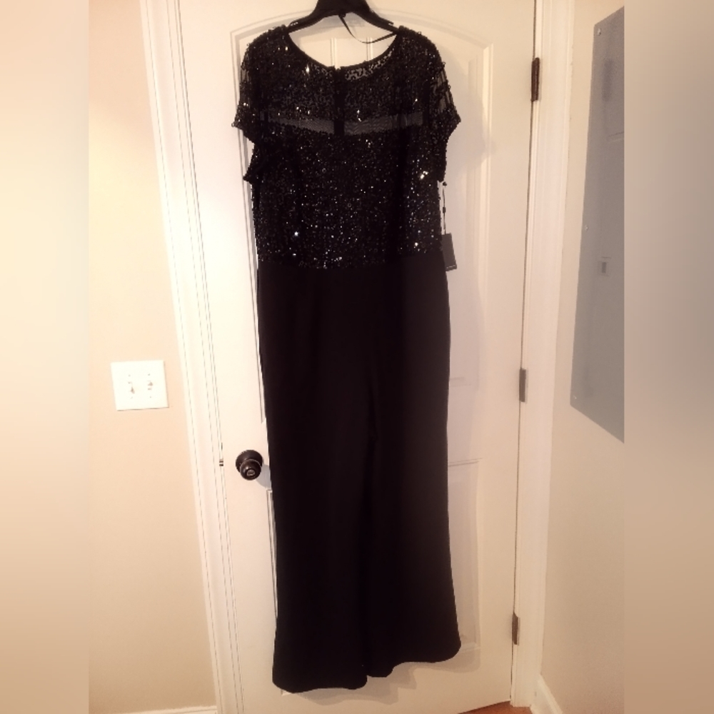 NWT Adrianna Papell Sequin Black Jumpsuit